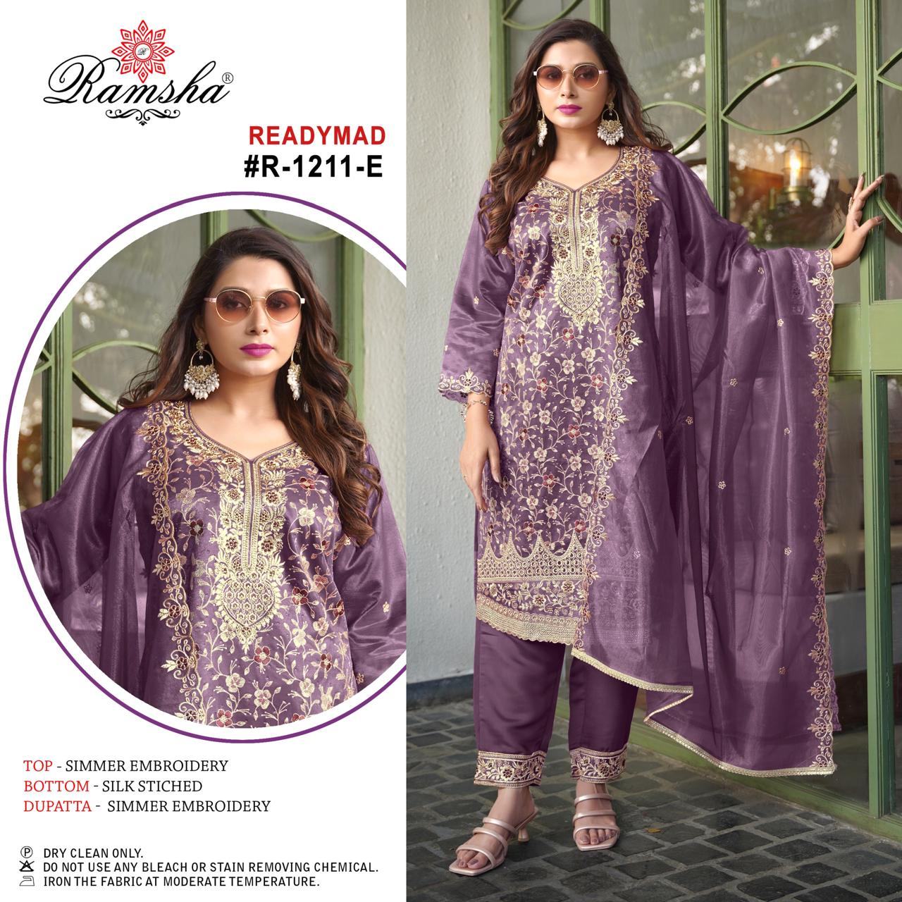 R 1211 E To H By Ramsha Simmer Embroidery Pakistani Readymade Suits Wholesale In India